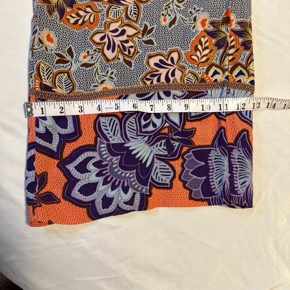 LOFT Fluid Women's Large Wide Leg Crop Pants Floral Bold Boho Mosaic Resort Chic - Picture 4 of 7